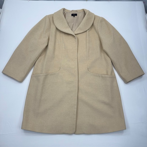 Quince Italian Wool Cocoon Coat Womens XL Heather Macadamia Shawl Button Front